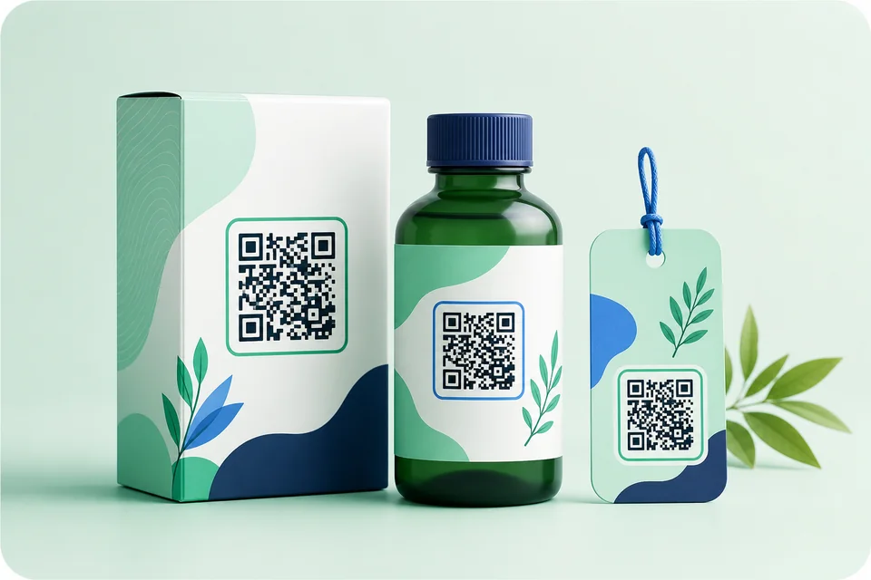 3D retail packaging and labels featuring QR codes